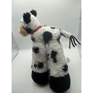 Bestever Plush Cow Toy Black White Spotted Stuffed Animal Red Collar